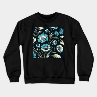 Sky Blue Floral Illustration Crewneck Sweatshirt